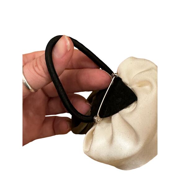 White Fabric Rose Floral Rosette Pin or Hair Tie - Picture 4 of 4